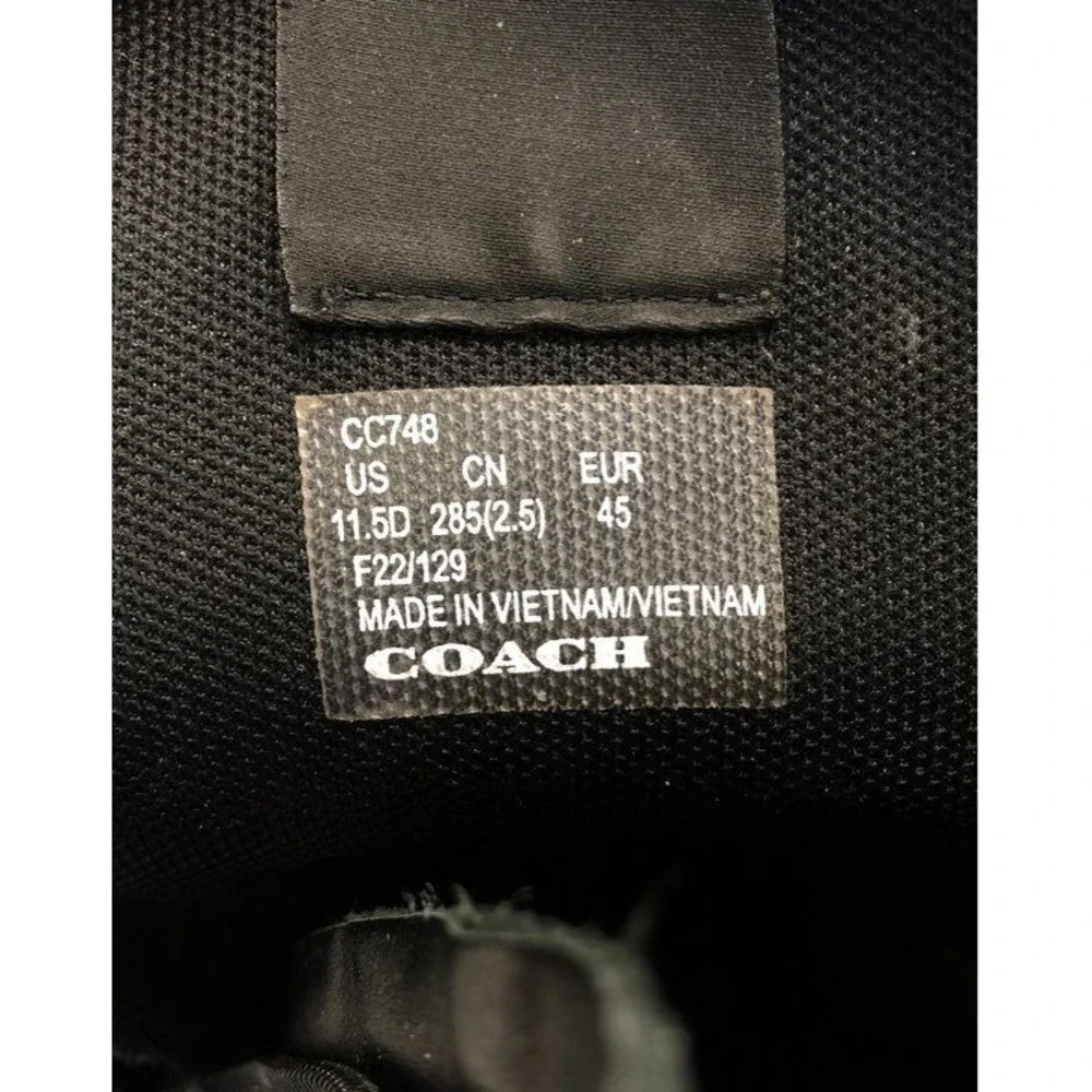Coach Citysole Tactical Black Leather Lace Up Side Zip Combat Boot Men 11.5D EUC